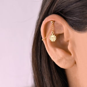 Catena Helix nascosta Sole, Catena Helix nascosta, Catena Helix Piercing Catena Cartilagine Oro, Gioielli Helix Piercing Nascosti