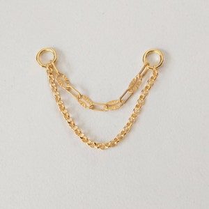 Double Gold Waterfall Chain Charm Earring Attatchment, Earring Chain, Piercing Chain, Helix Chain, Cartilage Chain Piercing