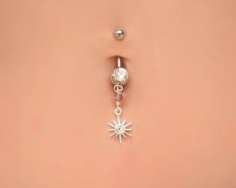 Belly Ring Sun, Belly, Belly Button Ring, Navel Ring, Belly Piercing Sun, Belly Ring Dangle, Navel Piercing, Belly Button Jewelry