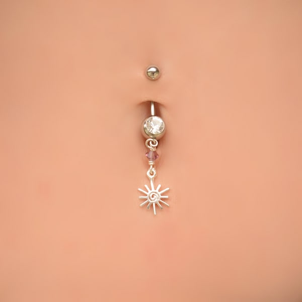 Belly Ring Sun, Belly, Belly Button Ring, Navel Ring, Belly Piercing Sun, Belly Ring Dangle, Navel Piercing, Belly Button Jewelry