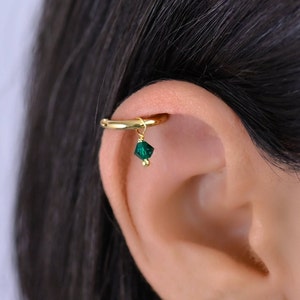Helix Hoop Crystal Gold, Helix Earring, Helix Hoop Piercing Gold, Cartilage Piercing, Cartilage Hoop Earring, Helix Jewelry