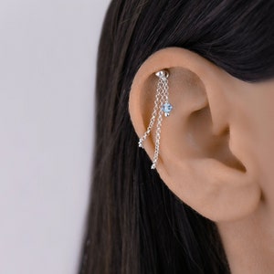 Catena Helix, Piercing Helix, Piercing Helix Cuff Chain, Ciondolo Helix Crystal, Piercing Cartilagine, Helix Verticale Nascosta, Gioielli Helix