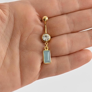 Gold Blau Bauchnabel Ring,Bauchnabel Ringe,Bauchnabel Piercing Chirurgenstahl,Bauchnabel Ring Gold Baumeln