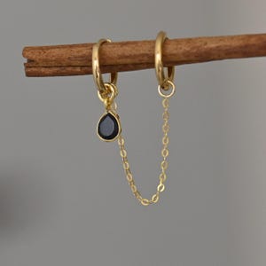 Juego de pendientes de aro con cadena de ónix dorado con doble perforación, pendientes de aro con cadena, dijes de cadena para pendientes de aro, cadena para perforación, pendiente de dos orificios