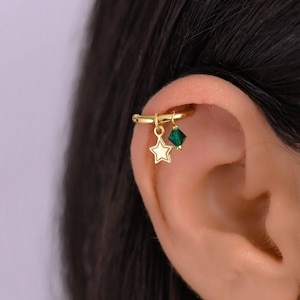 Ster Helix Hoop Earring, Helix Earring, Helix Piercing Gold Hoop, Helix Charm Oorbellen, Kraakbeen Hoop Earring