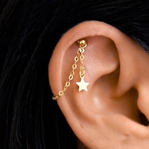 Star Earring Chain, Earring Chain, Gold Earring Chain Dangle, Helix Chain, Cartilage Earring Chain, Cartilage Jewelry, Helix Jewelry
