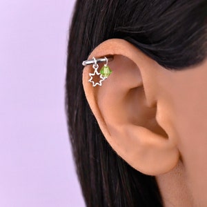 Helix Piercing Hoop, Helix Earring Hoop, Star Helix Hoop Earring, Cartilage Hoop Earing, Sterling Silver Helix Hoop, Helix Jewelry
