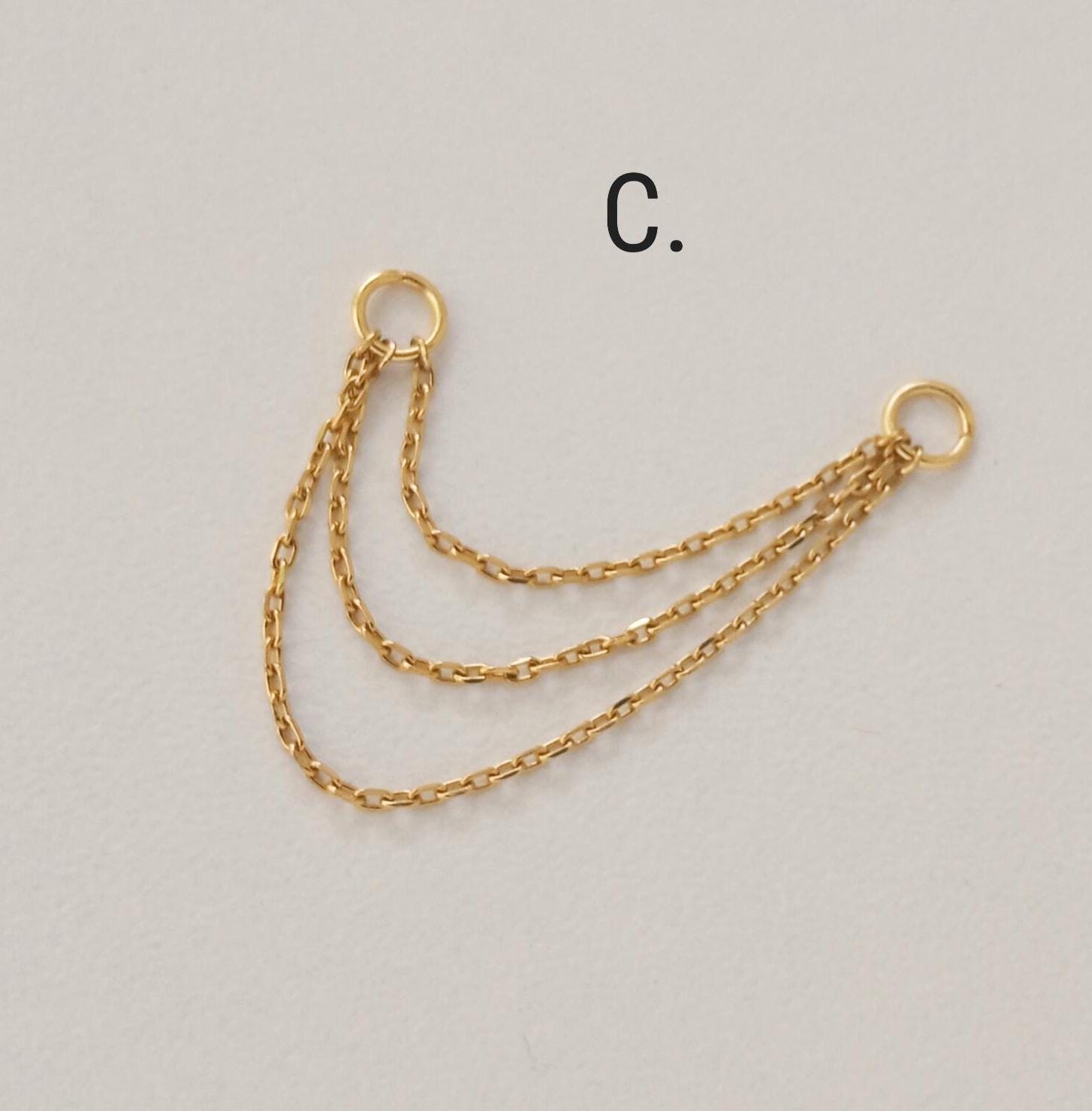 Dangle Triple Conch Piercing Chain Gold, Conch Earring Chain ...