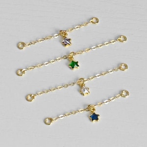 Brinco pendurado, corrente de strass, pingente de estrela, corrente de brinco, corrente de hélice, corrente de concha, corrente de orelha de ouro, conector de corrente de brinco