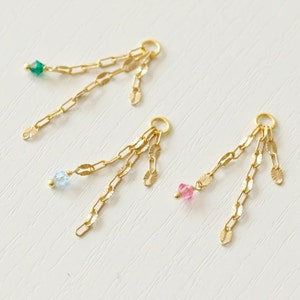 Dangle Gold Earring Chain Charm, Earring Chain, Charm Piercing Chain, Cartilage Chain, Earring Chain Add On, Chain Earring Charm Crystal