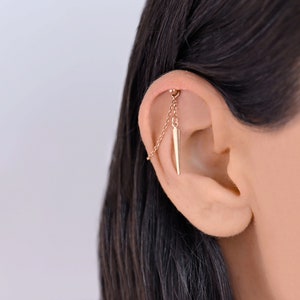 14k Threadless 3 Crystal Earring - Floating Helix Earring