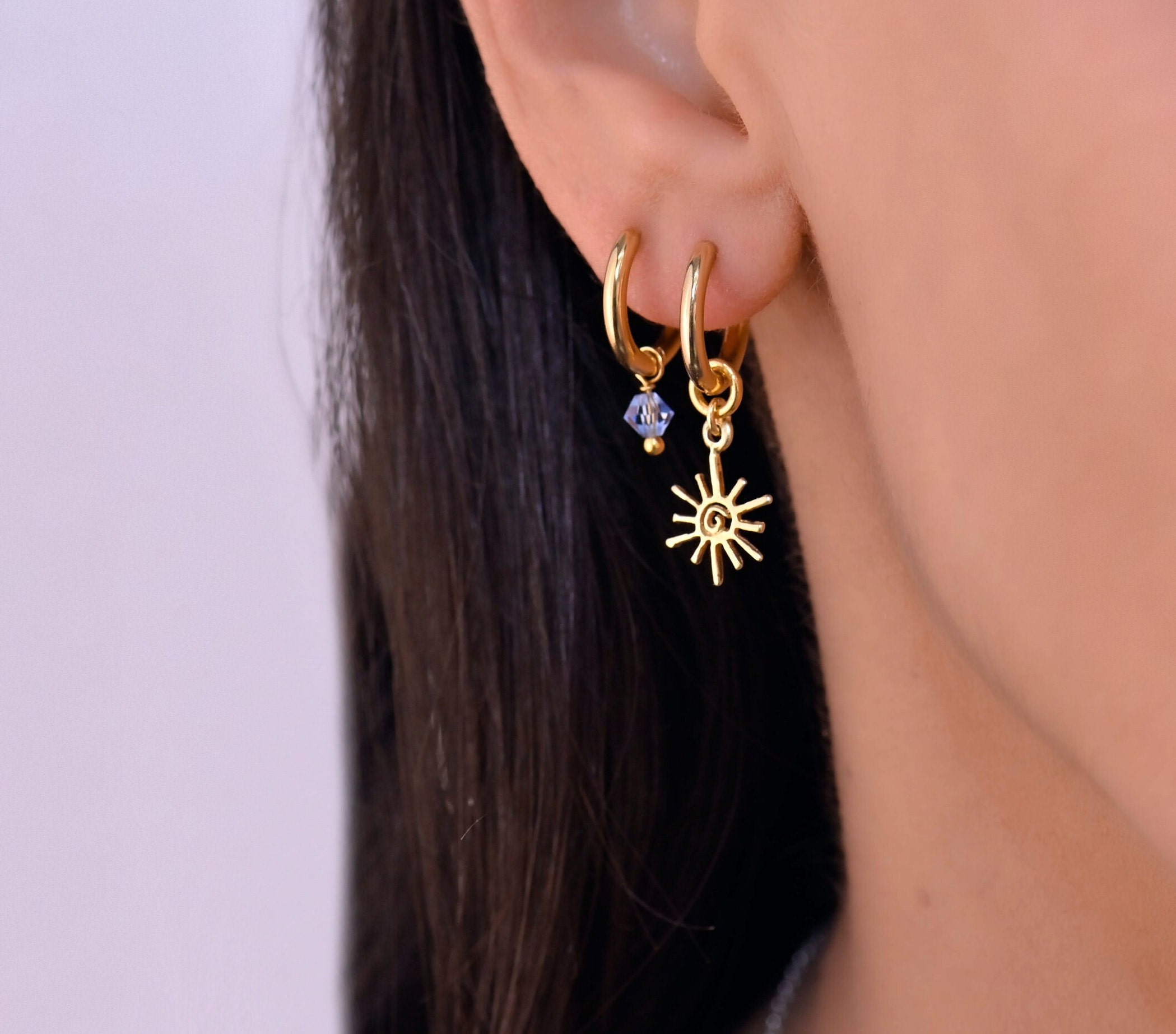 Celestial - Mismatched Moon and Star Drop Earring Set