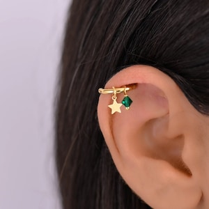 Star Helix, Helix Earring, Helix Piercing Gold Hoop, Helix Charm Earrings, Cartilage Hoop Earring, Helix Jewelry