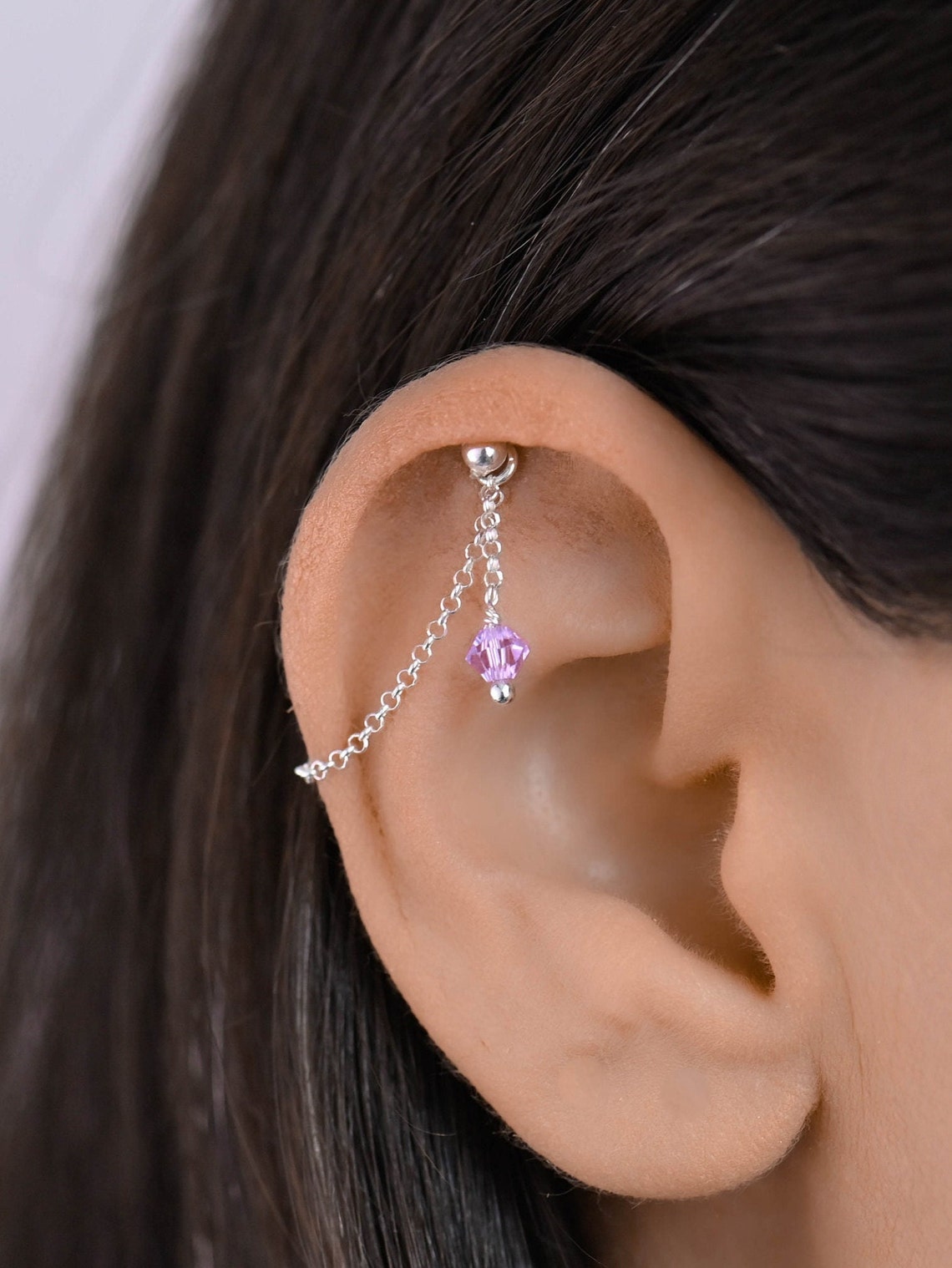 Hidden Helix, Helix Chain, Helix Piercing Chain Silver, Cartilage Chain ...