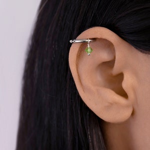 Helix Dangle Hoop Earring, Helix Earring, Helix Piercing Surgical Steel, Helix Hoop with Charm, Cartilage Hoop Earring, Helix Jewelry