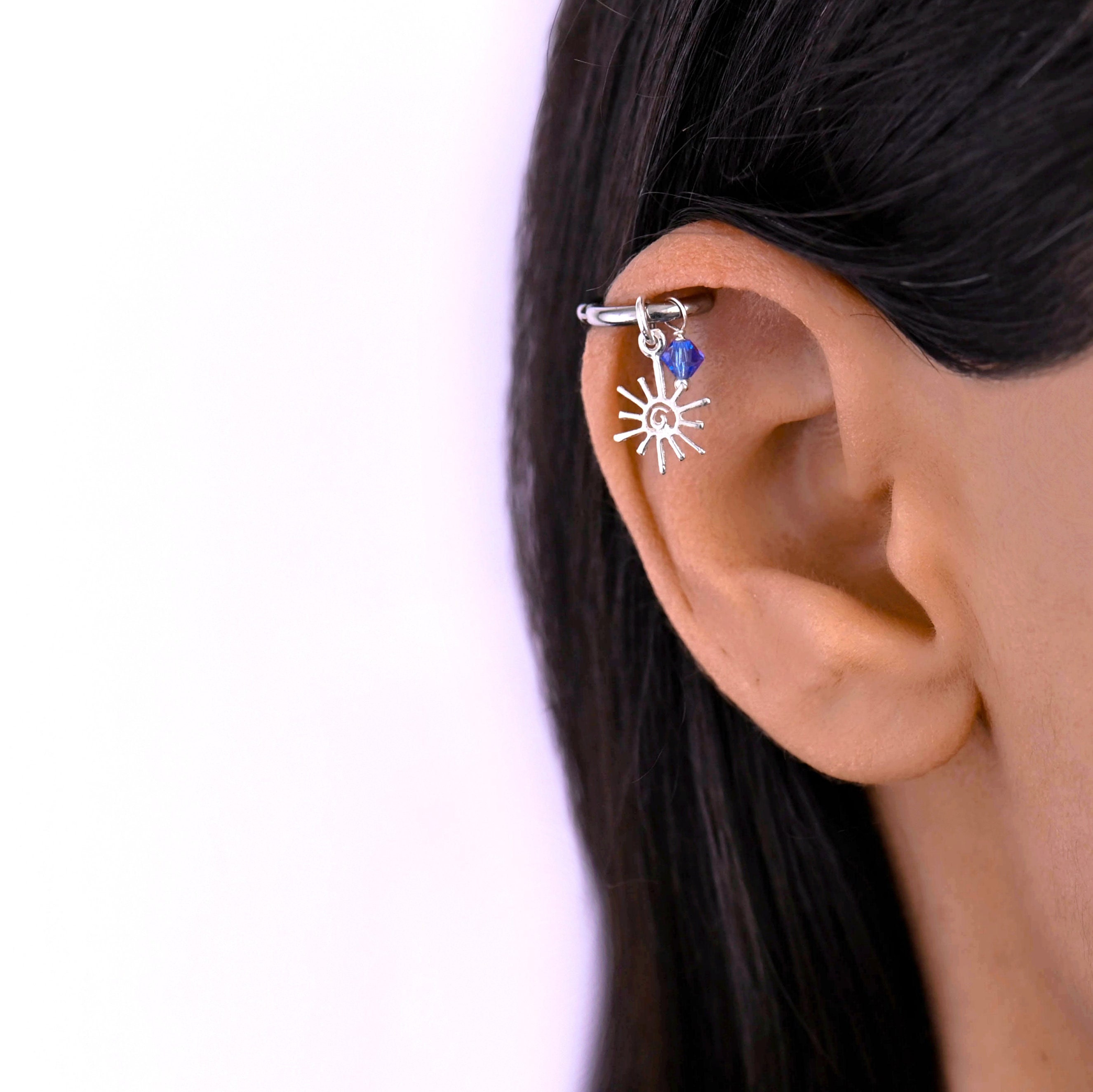 Helix Sun Hoop Earring Silver Helix Earring Helix Piercing