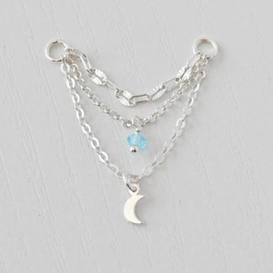 Ciondolo a catena per piercing industriale, catena per piercing, catena per piercing a conchiglia, catena per piercing elicoidale, ciondolo a catena per orecchini in argento, catena per orecchie Luna