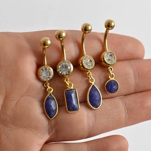 Baumeln Gold Blau Bauchnabel Ringe,Bauchnabel Ringe,Gold Bauchnabel Piercing,Dangle Gold Edelstein Bauch Ring,Bauchnabel Schmuck