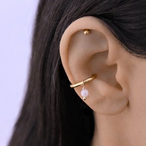 Piercing Conch Hoop Oro, Piercing Conch, Orecchino a cerchio Conch Oro, Orecchino a cerchio Cartilagine, Conch Moonstone, Gioielli Piercing Conch