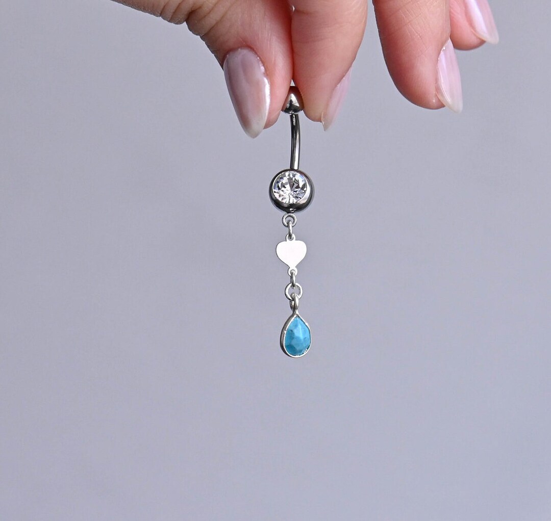 Dainty Belly Button Rings Dangle Belly Button Rings Belly Etsy