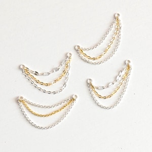 Ciondolo a catena per piercing all'orecchio a tre toni, catena per orecchini, ciondolo a catena per piercing a conchiglia, ciondolo a catena per piercing all'elica, catena per polsino dell'orecchio