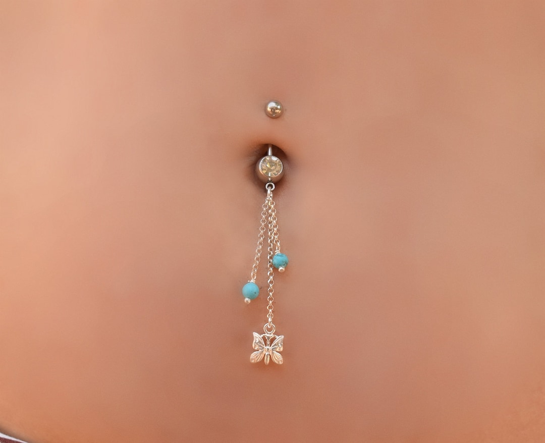 Belly Piercing Butterfly, Belly Button Rings Dangle, Belly Button Ring