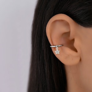 CZ Star Conch Hoop Earring, Conch Hoop Earring, Conch Piercing Hoop, Surgical Steel Conch, Cartilage Hoop Earring, Conch Jewelry