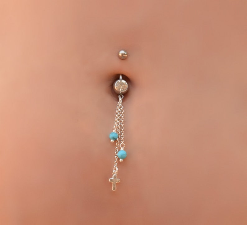 Cross Belly Button Rings Dangle Belly Button Rings Dangle Etsy