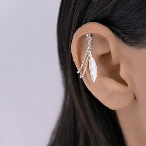 Catena dell'orecchino Helix, Helix Piercing, Dangle Helix Chain Piercing Feather, Helix Cuff Chain Piercing, Hidden Helix, Vertical Helix Jewelry