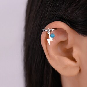 Helix Lightning Hoop, Helix Hoop Earring, Helix Piercing, Helix Hoop Earring, Helix Turquoise, Cartilage Hoop Earring, Helix Jewelry