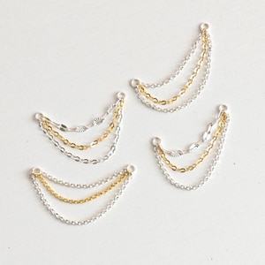 Tweekleurige oorketting, oorbelketting, conch-piercingketting, helix-piercingketting