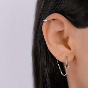 Helix Hoop Chain, Helix Earring, Helix Piercing Chain, Helix to Lobe, Dangle Chain Helix, Cartilage Chain Earring