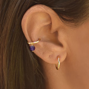 Créoles conque améthyste or, boucle d'oreille conque, piercing conque, bijoux conque, boucle d'oreille cartilage, créole de boucle d'oreille conque, créole conque 18 g