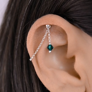 Versteckte Helix Kette, Helix Piercing Kette Silber, Knorpel Kette, Helix Kette Kristall, Versteckte Helix Schmuck, Helix Piercing Schmuck