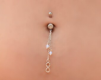 Belly Button Rings Moonstone, Belly Button Ring, Navel Ring, Belly Ring, Belly Piercing, Belly Ring Dangle, Silver Belly Ring, Body Jewelry