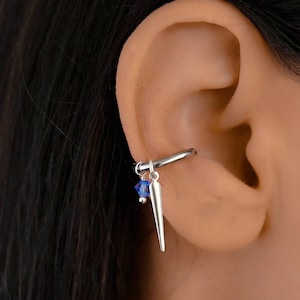 Conch Hoop Earring Spike, Conch Earring, Conch Piercing Hoop, Dangle Cartilage Hoop Earring, Conch Earring with Charm, Conch Jewelry