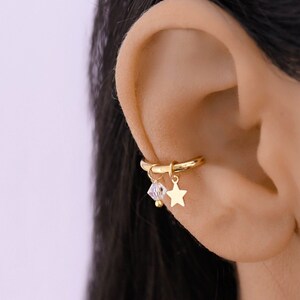 Piercing a cerchio a forma di stella di conchiglia in oro, piercing a conchiglia, orecchino a cerchio a conchiglia, ciondolo a cerchio per cartilagine da 18 g, set per piercing all'orecchio, gioielli a conchiglia