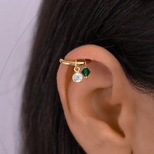 CZ Charm Helix, Helix Earring, Helix Piercing Gold Hoop, Helix Hoop Earrings Gold, Cartilage Hoop Earring, Helix Jewelry