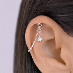 Dainty Hidden Helix, Helix Earring Chain, Helix, Silver Helix, Helix CZ Piercing Chain, Cartilage Chain, Cartilage Jewelry, Helix Jewelry