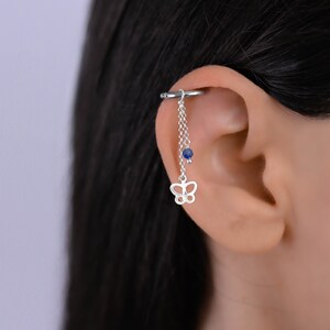 Helix Hoop Chain Butterfly, Helix Earring, Helix Piercing Chain, Helix Dangle Earring, Conch Hoop Chain, Cartilage Hoop Chain