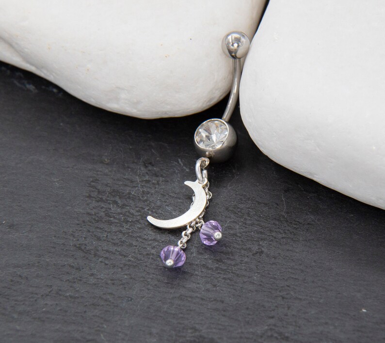 Dangly Belly Button Rings Moon Dangle Belly Button Rings Etsy