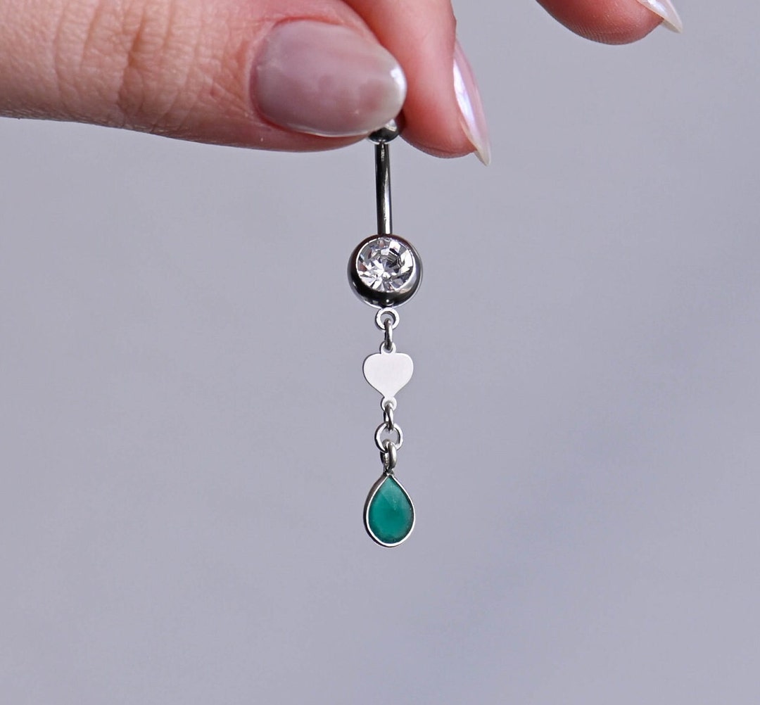 Dainty Belly Button Rings Dangle Belly Button Rings Belly Etsy