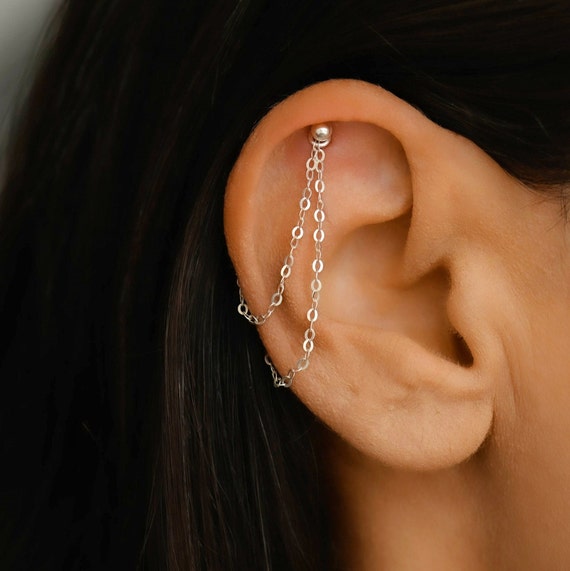 Hidden Helix Chain Gold, Helix Earring Chain, Dangle Helix