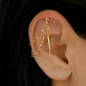 Double Helix Chain, Helix Chain, Helix Earring Chain, Helix Chain Dangle Charm, Hidden Helix Chain, Spike Helix Chain Gold, Helix Jewelry