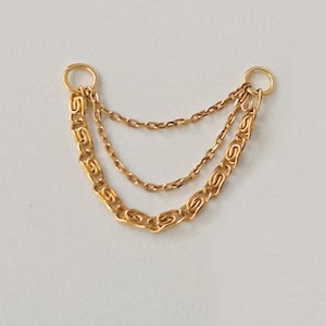Catena per orecchini tripla in oro pendente, catena per orecchini, catena per orecchini a elica, catena per orecchini a conchiglia, connettore per ciondolo a catena per orecchini