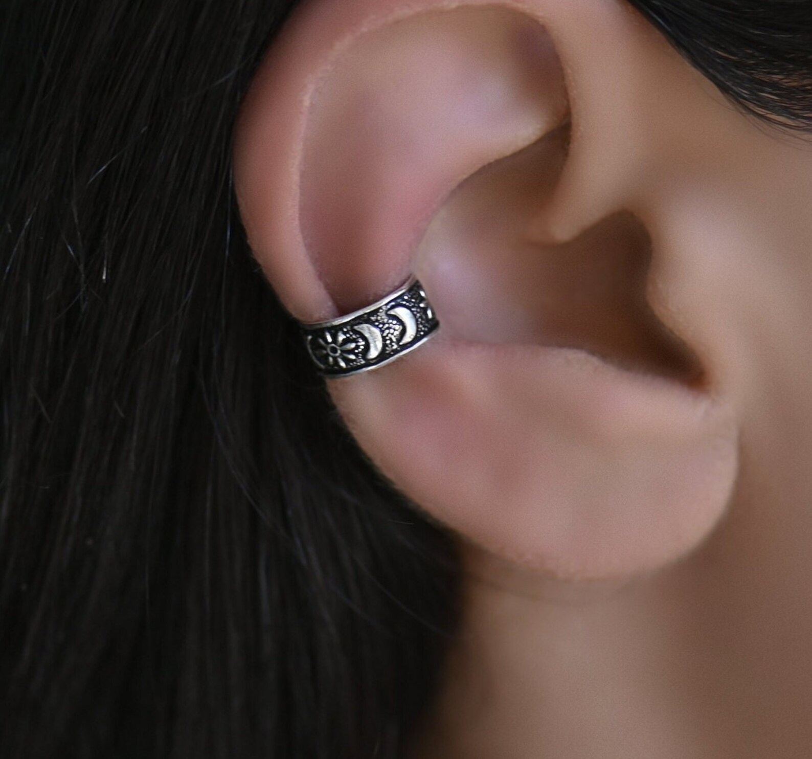 Moon Ear Cuff Ear Cuff No Piercing Conch Cuff No Piercing Etsy