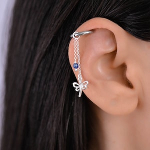 Helix Dragonfly Earring Chain, Helix Chain Earring, Helix Piercing Chain, Helix Dangle Hoop Earring, Cartilage Hoop Earring, Helix Jewelry
