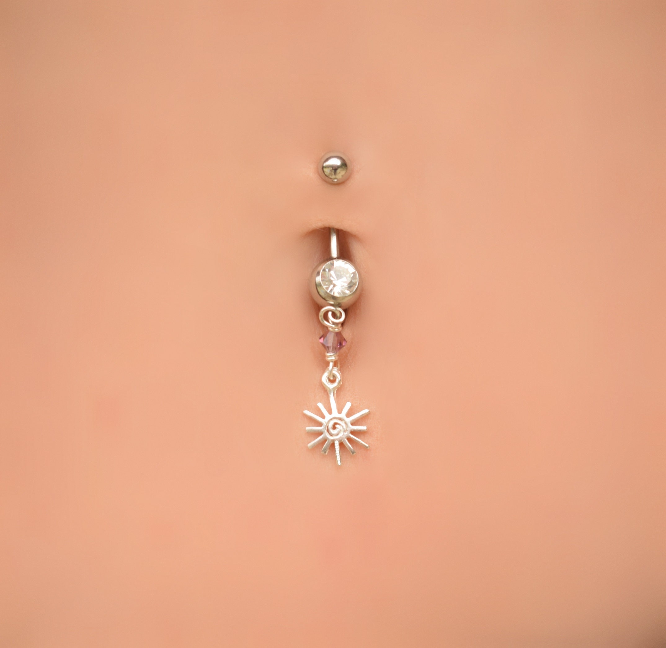  FLYUN Belly Button Ring,925 Sterling Silver Lunula