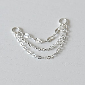 Dainty Triple Earring Chain, Silver Earring Chain, Piercing Chain, Earring Chain Attatchment, Cartilage Triple Chain