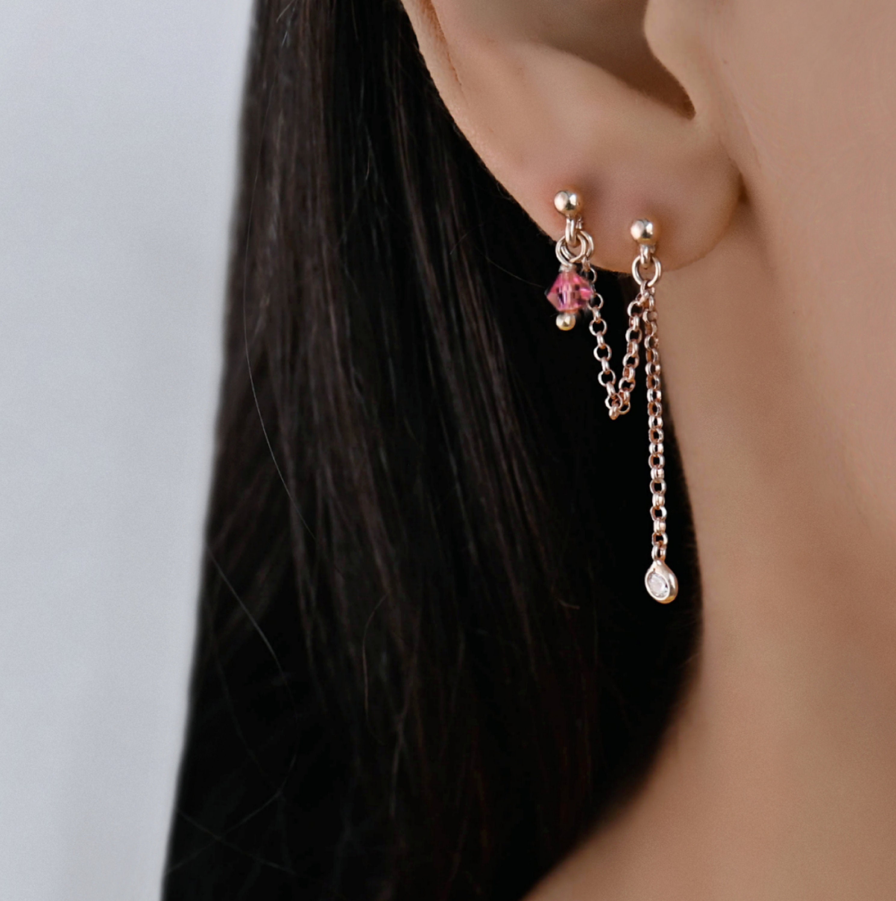 Double Piercing Earring Chain, Double Piercing, Double